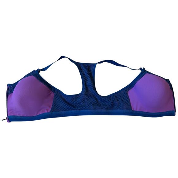 EUC Wacoal Sport Contour Zip Front Sports Bra Purple Blue #853222 34DDD - Picture 5 of 6